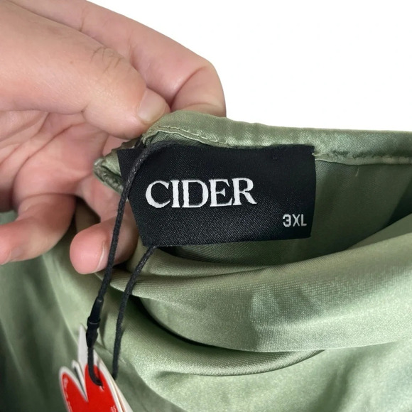 NWT Cider Wedding Guest Satin Cowl Neck Ruched Midi Dress in Green Size 3XL - Picture 4 of 12